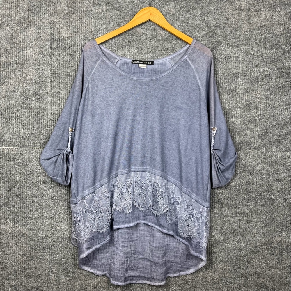 Clotheshead Tunic Top Women L Linen Blend Unconventional Lace Boho‎ Fairy Grunge
